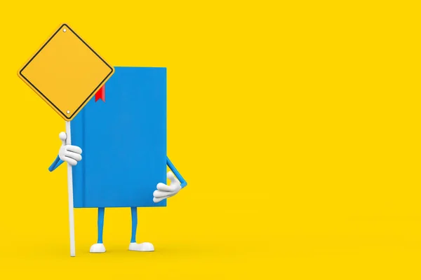 Синій Персонаж Книги Талісман Жовтий Дорожній Знак Вільним Простором Вашого — стокове фото