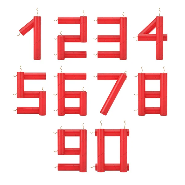 Numbers Set Dynamite Sticks Alphabet Numbers Collection Sobre Fundo Branco — Fotografia de Stock