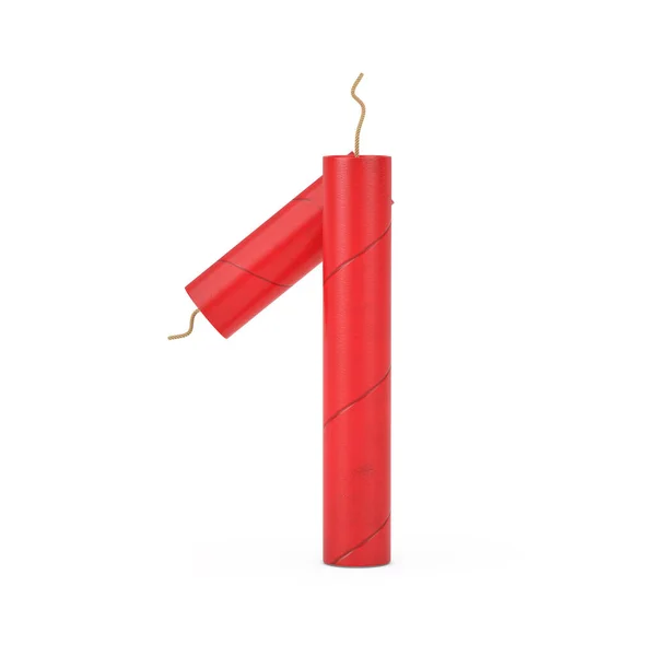 Number One Dynamite Sticks Alphabet Numbers Collection White Background Rendering — Stock Photo, Image