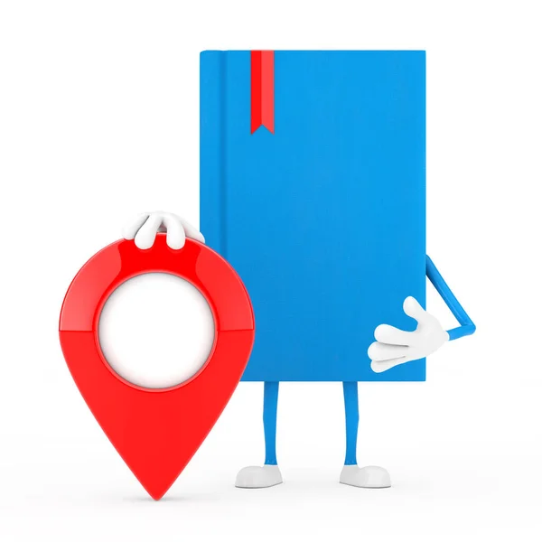 Синій Книжковий Символ Талісман Карткою Вказівника Білому Тлі Рендерингу — стокове фото