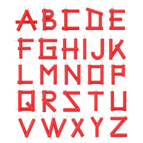Letters Set Dynamite Sticks Alphabet Collection Sobre Fondo Blanco Renderizado — Foto de Stock
