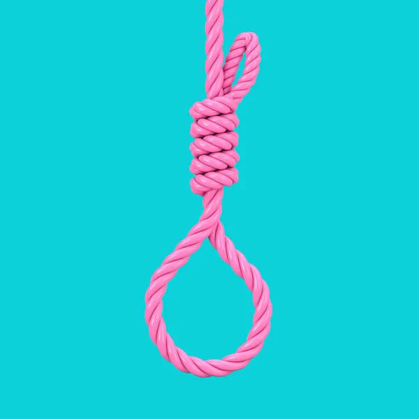 Pink Gallows Hanging Noose Rope Tied Knot Duotone Style Blue — Stock Photo, Image