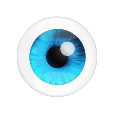 Beyaz arka planda yansımaları olan gerçekçi İnsan Mavi Gözü. 3d Hazırlama
