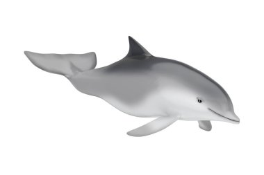 Tursiops Truncatus Okyanusu ya da beyaz arka planda Deniz Şişe Burnu Yunusu. 3d Hazırlama