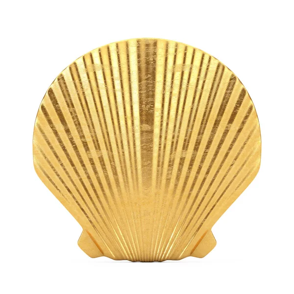 Schönheit Golden Scallop Sea Oder Ocean Shell Seashell Mock Auf — Stockfoto