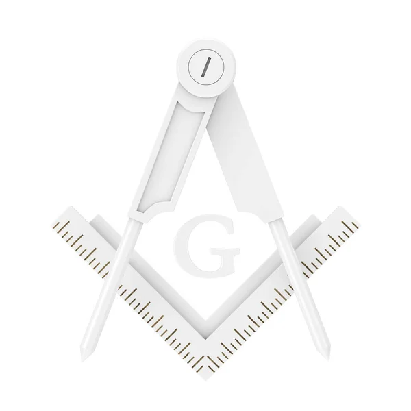 Masonic Freemasonry Square Compass Letter Emblem Icon Logo Symbol Clay — Stock Photo, Image