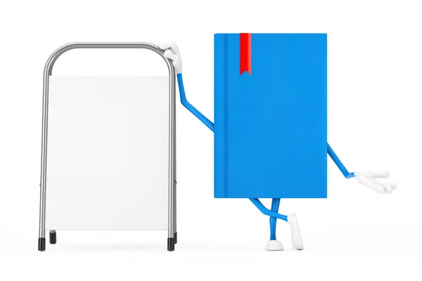Mascote Personagem Livro Azul Com Promoção Publicidade Branco Branco Fique — Fotografia de Stock