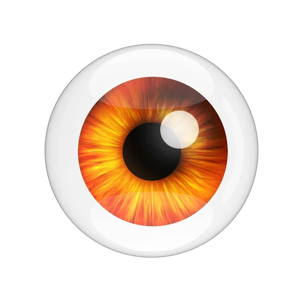 Ρεαλιστικό Ανθρώπινο Πορτοκαλί Μάτι Αντανακλάσεις Λευκό Φόντο Απόδοση — Φωτογραφία Αρχείου