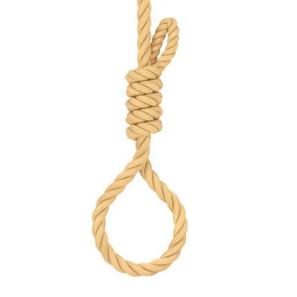 Gallows Hanging Noose Rope Tied Knot White Background Rendering — Stock Photo, Image