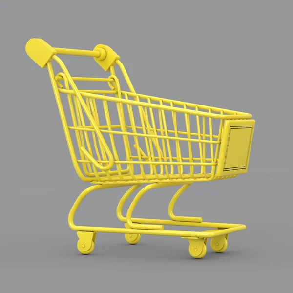Year 2021 Trendy Colors Illuminating Yellow Shopping Cart Trolley Ultimate — Stock Photo, Image
