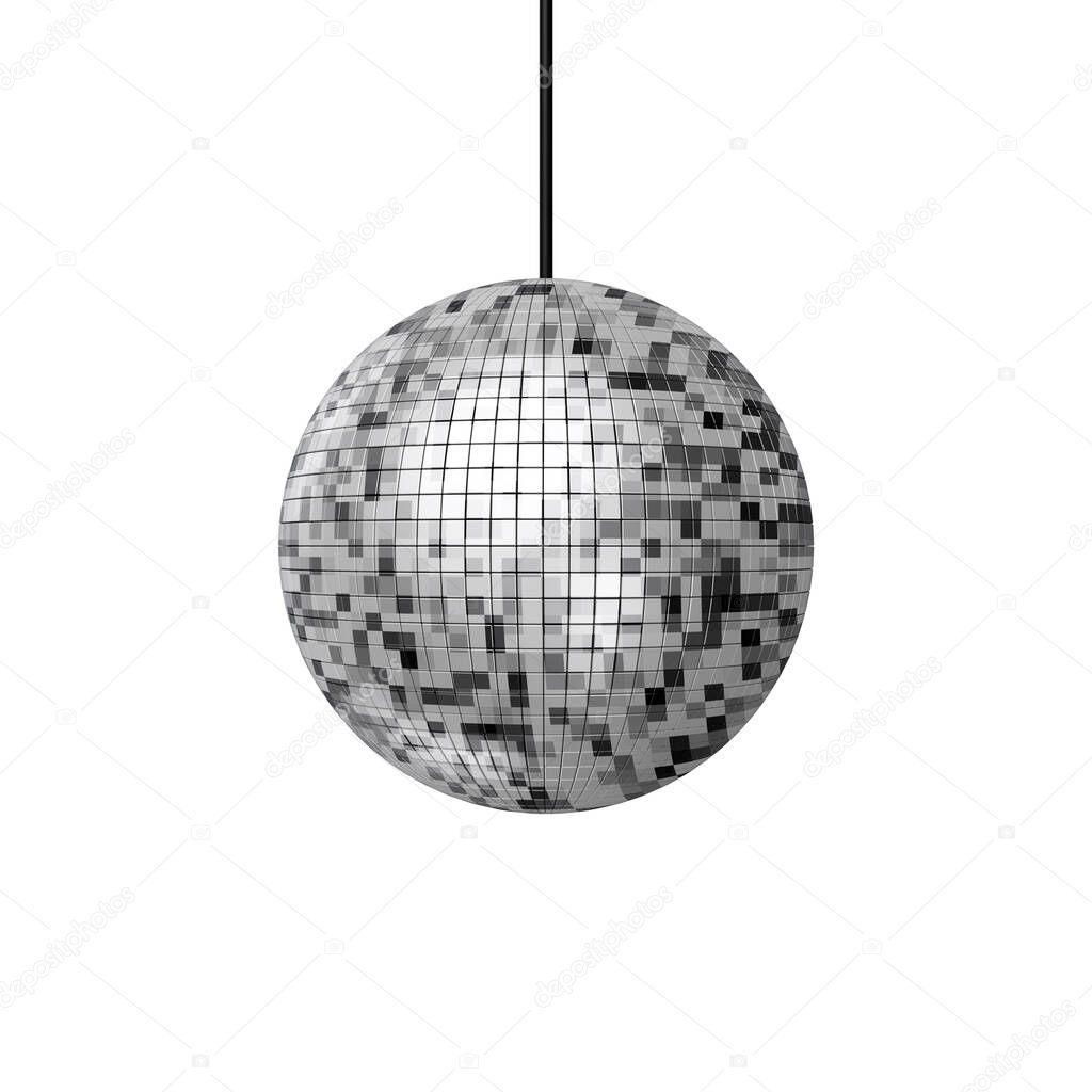 Shining Night Club Party Disco Ball on a white background. 3d Rendering