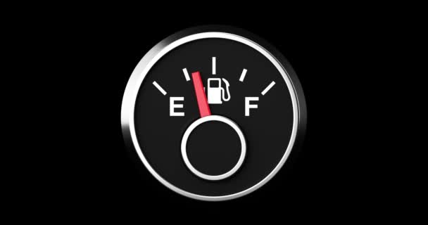 Βίντεο Ανάλυσης Fuel Dashboard Gauge Arrow Εμφάνιση Από Empty Full — Αρχείο Βίντεο