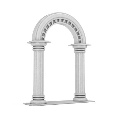 Beyaz arka planda Antik Yunan Sütun Yayı. 3d Hazırlama