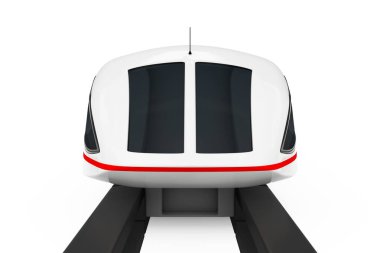 Beyaz arka planda Süper Yüksek Hızlı Geleceğe Dönüş Treni 'nin ön görüntüsü. 3d Hazırlama