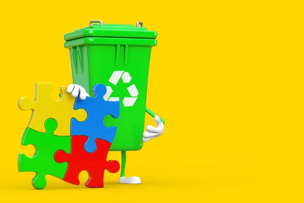 Recycle Sign Green Lixo Lixo Bin Pessoa Personagem Mascote Com — Fotografia de Stock