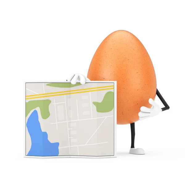 Beyaz Arka Planda Soyut Şehir Planı Haritası Olan Kahverengi Tavuk — Stok fotoğraf