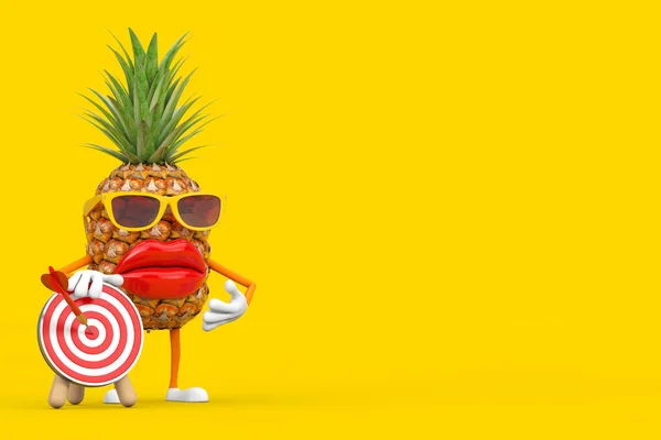 Rolig Tecknad Mode Hipster Cut Ananas Person Karaktär Maskot Med — Stockfoto