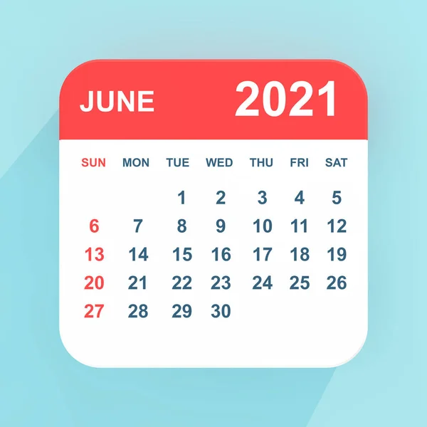 Flat Icon Kalender Juni 2021 Een Blauwe Achtergrond Rendering — Stockfoto