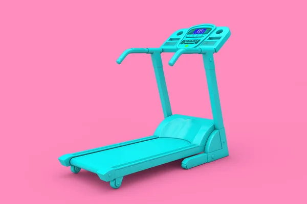 Blue Treadmill Fitness Run Machine Duotone Style Рожевому Тлі Рендеринг — стокове фото