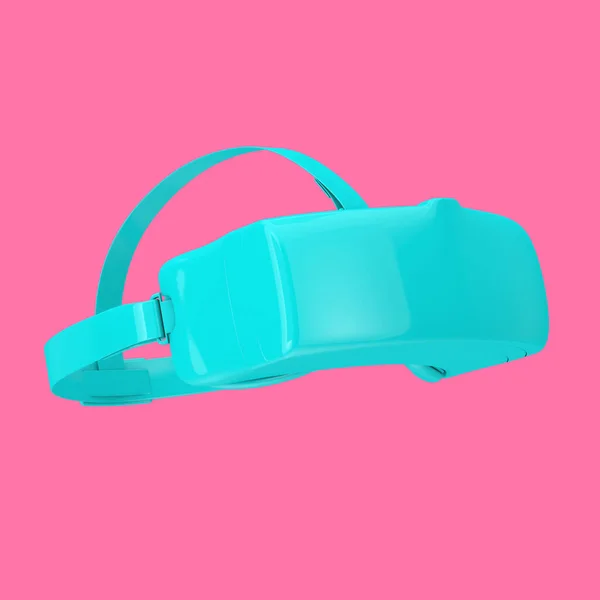 Сині Окуляри Віртуальної Реальності Стилі Duotone Рожевому Фоні Рендерингу — стокове фото