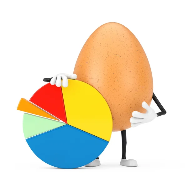 Brown Chicken Egg Person Character Mascot Info Graphics Business Pie — Stock Photo, Image