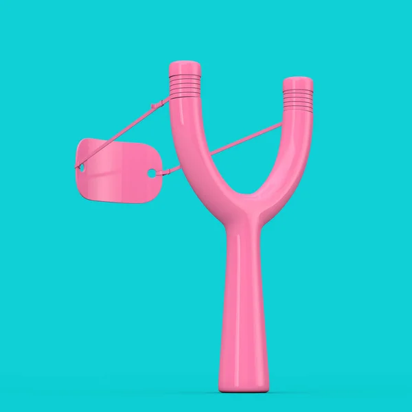 Danger Wooden Pink Slingshot Toy Weapon Duotone Stil Auf Blauem — Stockfoto