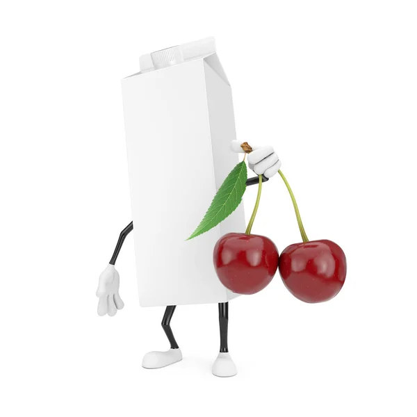 Leite Branco Juice Carton Box Personagem Dos Desenhos Animados Mascote — Fotografia de Stock