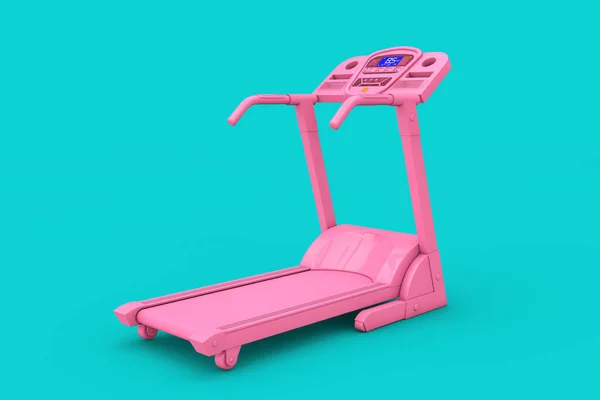 Pink Treadmill Fitness Run Machine Duotone Style Синьому Тлі Рендеринг — стокове фото