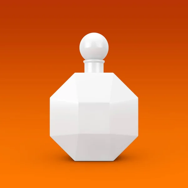 Flacon Parfum Moderne Blanc Forme Diamant Sur Fond Orange Rendu — Photo