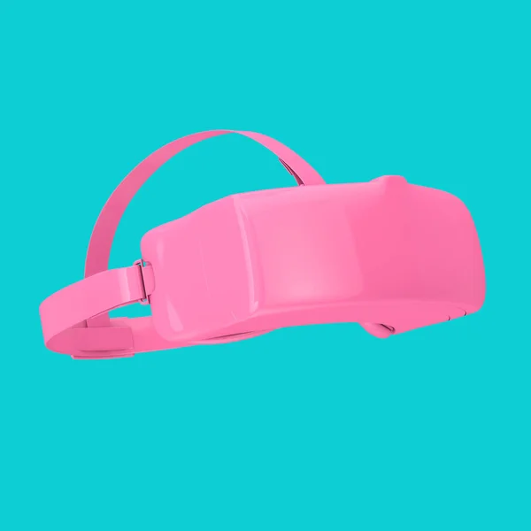 Pink Virtual Reality Capacete Óculos Estilo Duotone Fundo Azul Renderização — Fotografia de Stock