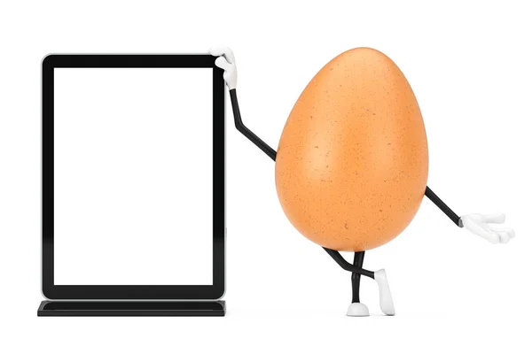 Brown Chicken Egg Person Character Mascot Blank Trade Show Lcd — Stock Photo, Image