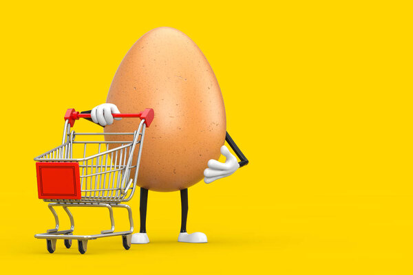  Коричневое куриное яйцо - символ талисмана на желтом фоне. 3D-рендеринг