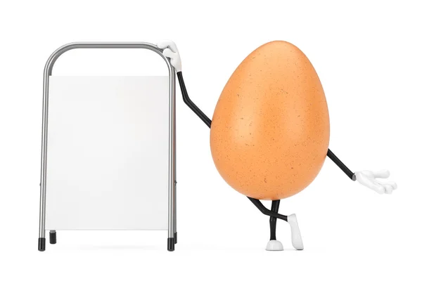 Brown Chicken Egg Person Character Mascot White Blank Advertising Promotion — Stock Photo, Image