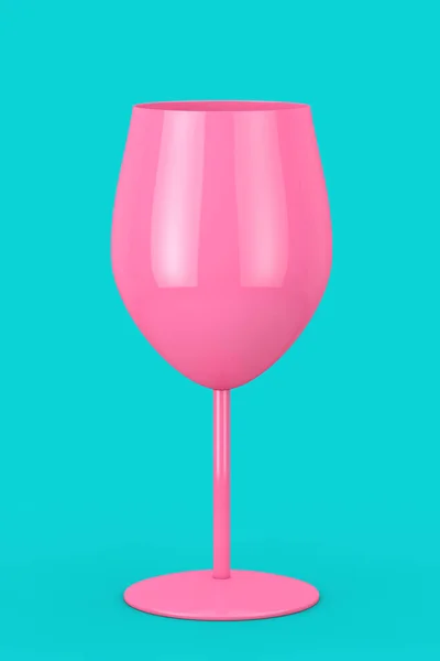 Pink Wine Glass Duotone Style Blue Background Rendering — Stock Photo, Image