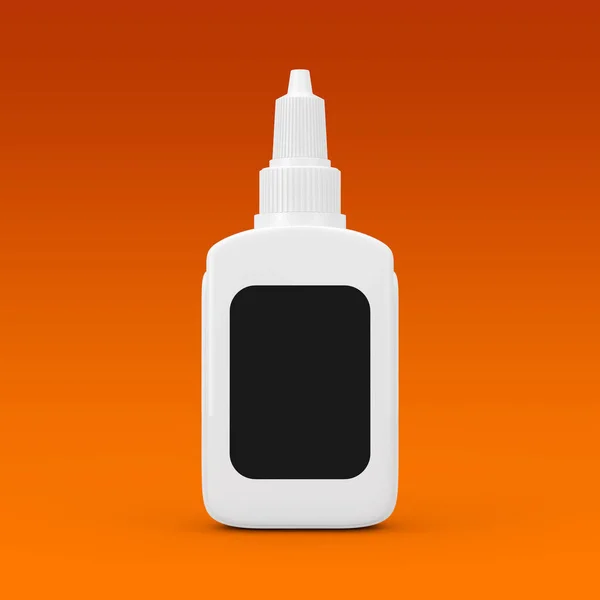 Fehér Ragasztó Palack Üres Fekete Címkével Design Narancssárga Alapon Kiolvasztás — Stock Fotó