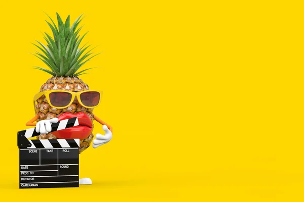 Kul Tecknad Mode Hipster Cut Ananas Person Character Mascot Med — Stockfoto