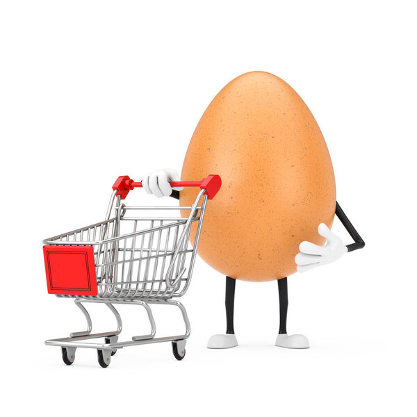  Коричневое куриное яйцо - талисман с изображением Тролли на белом фоне. 3D-рендеринг