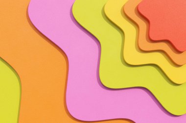 Soyut Renkli Jeomerik Dalgalı Şekiller Üst üste binen Katmanlar Arkaplan Yapısı. 3d Hazırlama