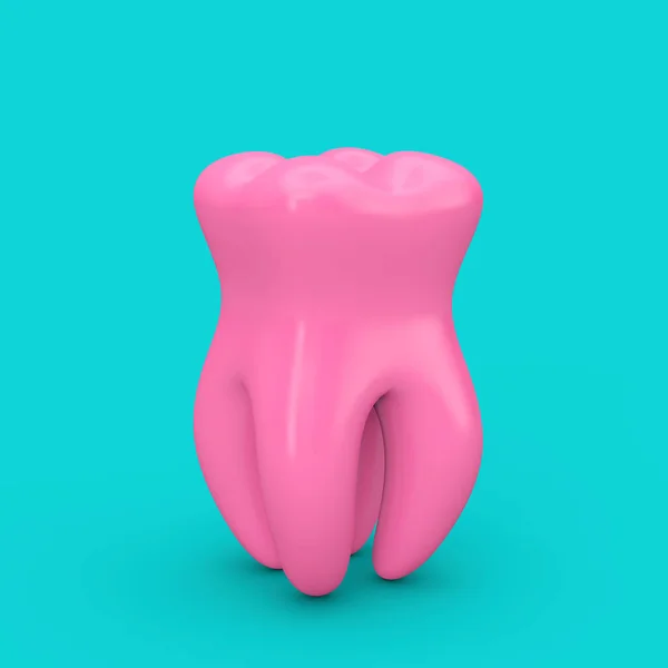 Dente Saudável Rosa Estilo Duotone Fundo Azul Renderização — Fotografia de Stock