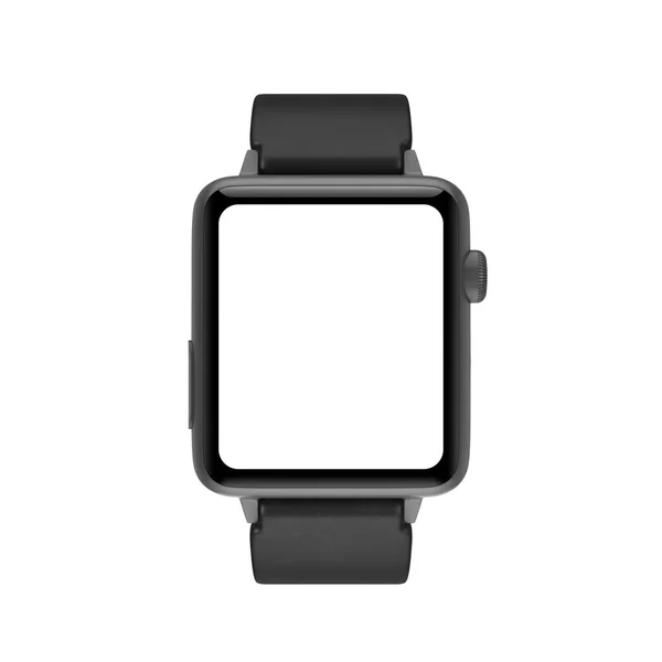 Black Modern Smart Watch Mockup Con Schermo Starp Blank Tuo — Foto Stock