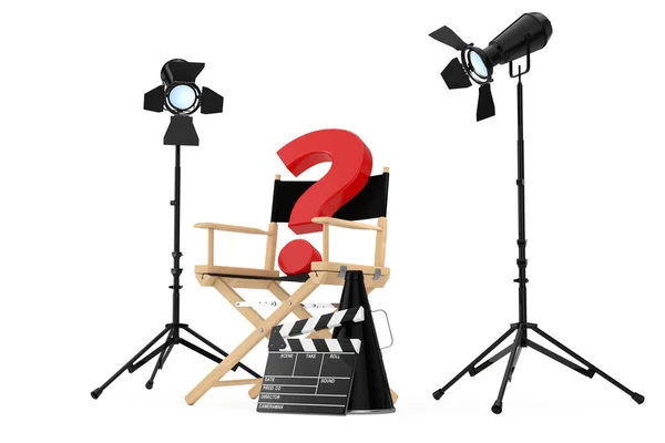 Conceito Indústria Cinema Diretor Chair Movie Clapper Spotlights Com Red — Fotografia de Stock