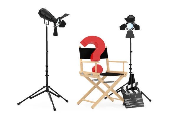 Conceito Indústria Cinema Diretor Chair Movie Clapper Spotlights Com Red — Fotografia de Stock