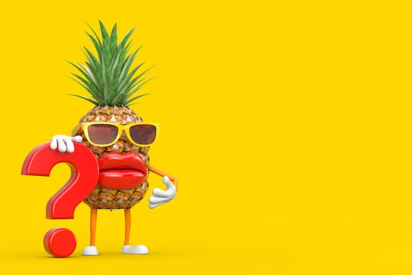 Mascotte Fun Cartoon Fashion Hipster Cut Ananas Personnage Avec Point — Photo