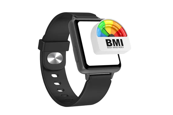 Black Modern Smart Watch Mockup Strap Bmi Body Mass Index — Zdjęcie stockowe