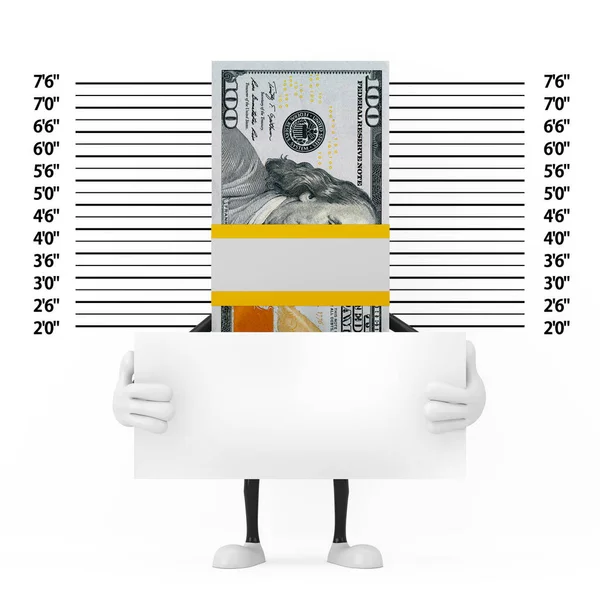 Stack One Hundred Dollar Bills Person Character Maskot Identification Plate — Stock fotografie