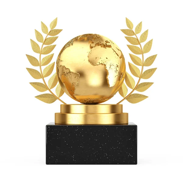 Winner Award Cube Gold Laurel Wreath Podium Stage Pedestal Golden — Stock Photo, Image