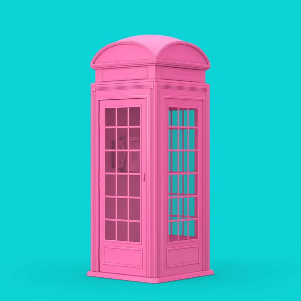 Classic British Pink Phone Booth Stylu Duotone Niebieskim Tle Renderowanie — Zdjęcie stockowe