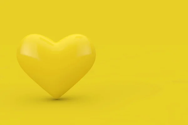 黄色的心就像黄色背景上的杜通风格 3D渲染 — 图库照片