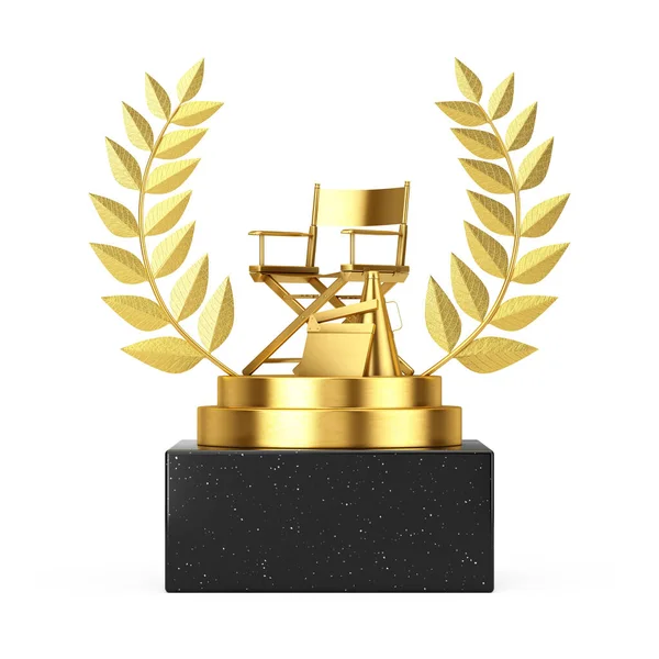 Prémio Vencedor Cubo Ouro Laurel Wreath Podium Palco Pedestal Com — Fotografia de Stock