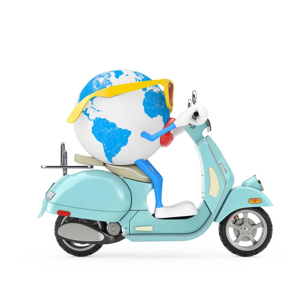 Fun Cartoon Fashion Hipster Cut Earth Globe Personnage Mascotte Équitation — Photo